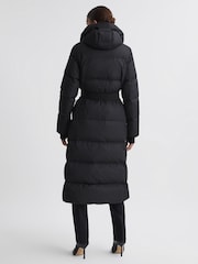 Reiss Black Larissa Long Belted Puffer Coat - Image 6 of 6