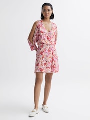Reiss Pink Annalisa Open Back Split Sleeve Mini Dress - Image 3 of 5