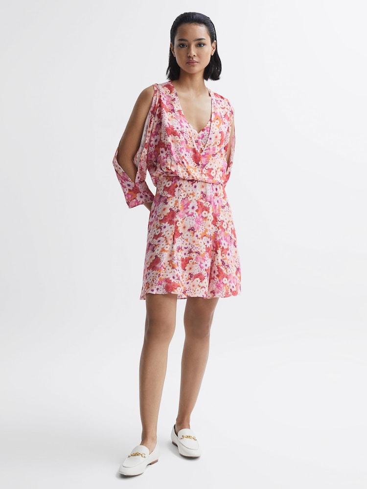 Reiss Pink Annalisa Open Back Split Sleeve Mini Dress - Image 3 of 5