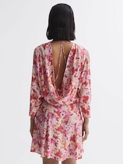 Reiss Pink Annalisa Open Back Split Sleeve Mini Dress - Image 5 of 5