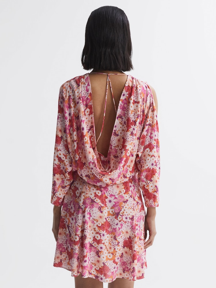 Reiss Pink Annalisa Open Back Split Sleeve Mini Dress - Image 5 of 5