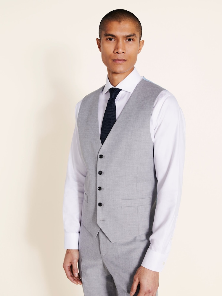 MOSS Grey Tailored Stretch Suit: Waistcoat - Image 1 of 3