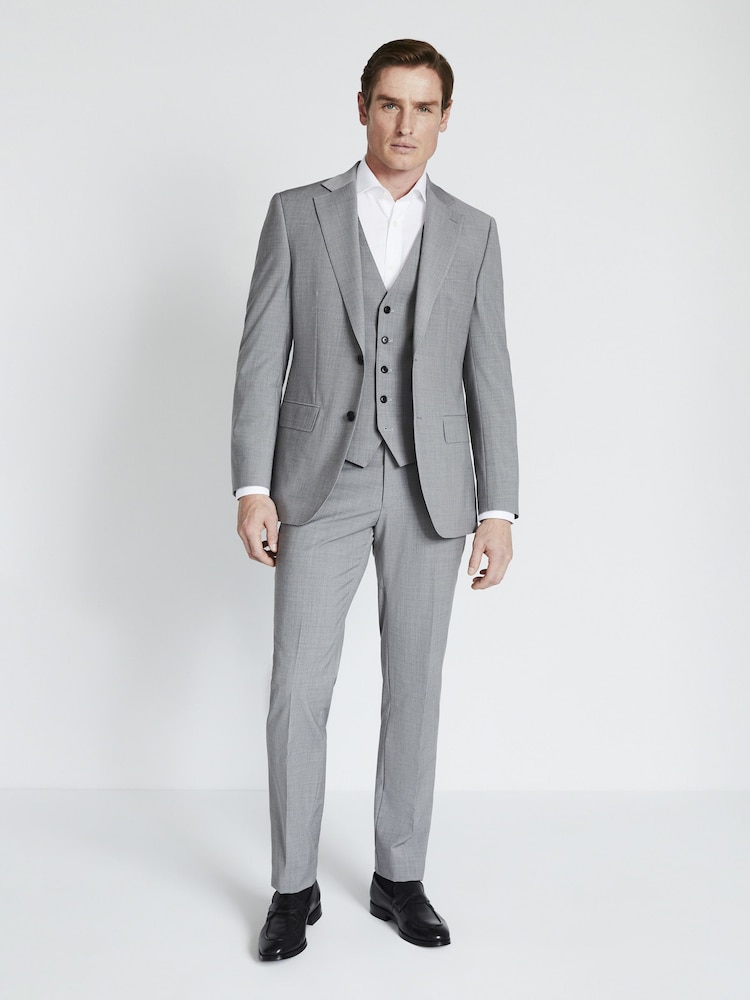 MOSS Light Grey Tailored Fit Performance Marl Suit Jacket - Image 3 of 6