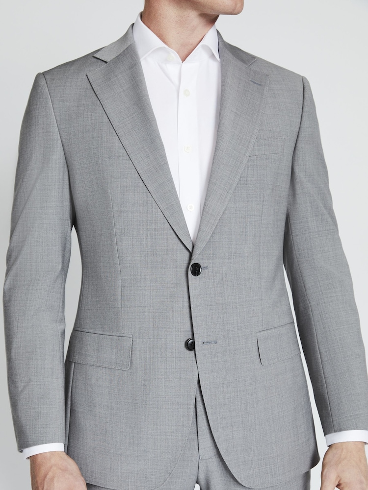 MOSS Light Grey Tailored Fit Performance Marl Suit Jacket - Image 5 of 6