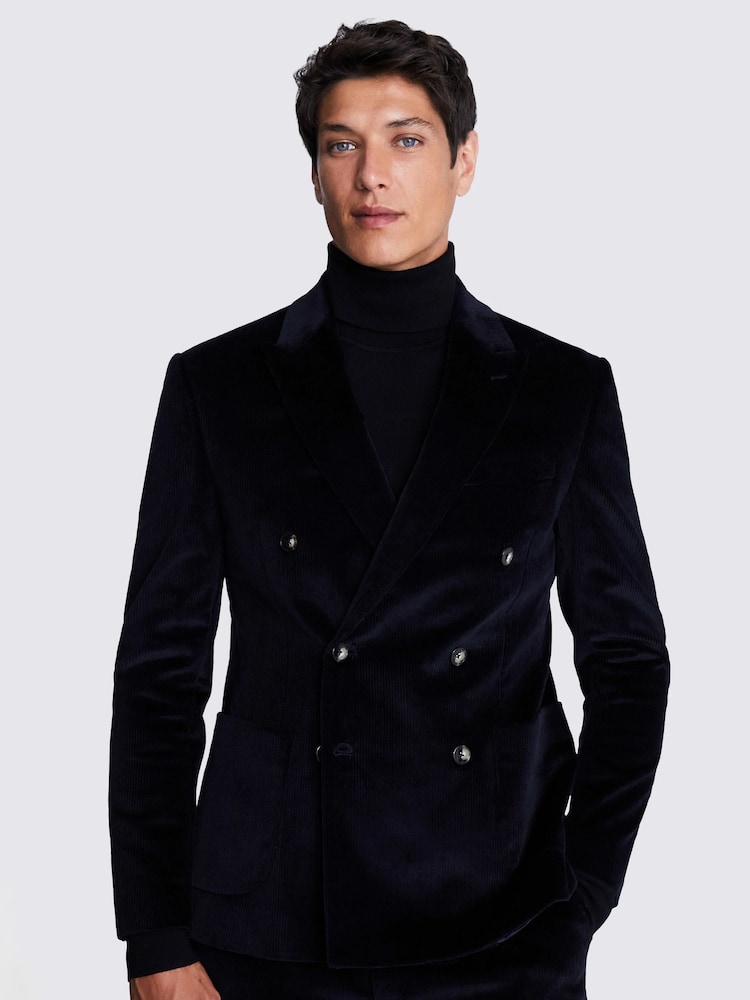 MOSS Ink Blue Slim Fit Corduroy Suit Jacket - Image 1 of 5
