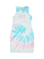 Jack Wills Pink Tie Dye Sleeveless Bodycon Dress - Image 1 of 3