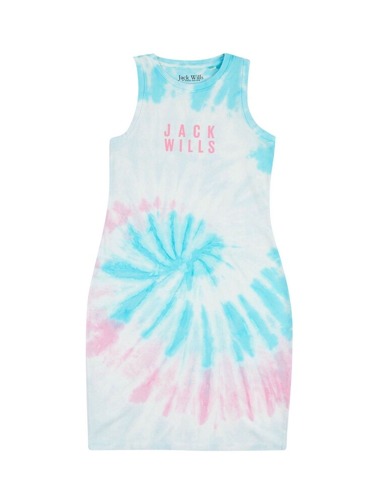 Jack Wills Pink Tie Dye Sleeveless Bodycon Dress - Image 1 of 3