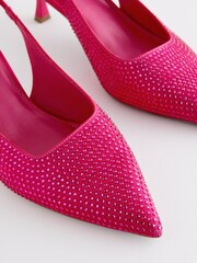 Pink Forever Comfort Jewel Studded Slingback Kitten Heels - Image 2 of 7