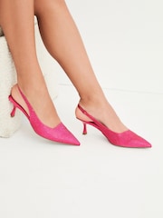Pink Forever Comfort Jewel Studded Slingback Kitten Heels - Image 6 of 7