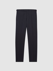 Reiss Navy Class Cotton Slub Formal Slim Fit Trousers - Image 2 of 5