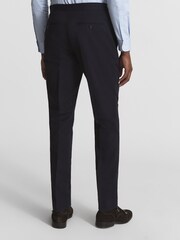 Reiss Navy Class Cotton Slub Formal Slim Fit Trousers - Image 5 of 5