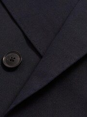 Reiss Navy Class Double Breasted Cotton-Linen Slim Fit Blazer - Image 7 of 7