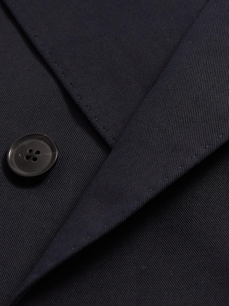 Reiss Navy Class Double Breasted Cotton-Linen Slim Fit Blazer - Image 7 of 7