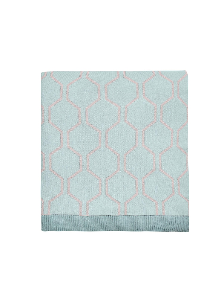 Ted Baker Blue Trellis Cotton Jacquard Knit Throw - Image 2 of 4