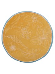 Ted Baker Blue New Hampton Cotton Velvet Embroidered Piped Cushion - Image 2 of 4