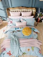 Ted Baker Blue New Hampton Cotton Velvet Embroidered Piped Cushion - Image 3 of 4