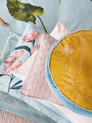 Ted Baker Blue New Hampton Cotton Velvet Embroidered Piped Cushion - Image 4 of 4