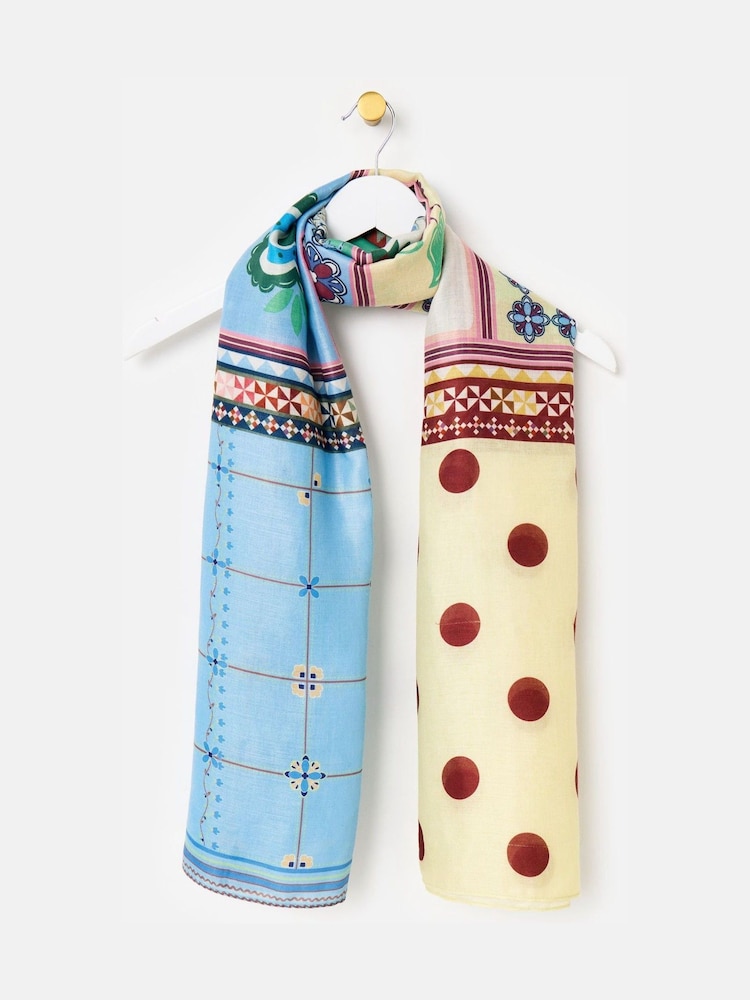 Oliver Bonas Cream Tile Print Lightweight Scarf - Image 1 of 5