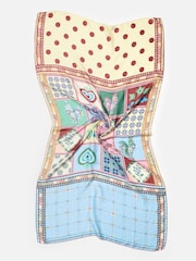 Oliver Bonas Cream Tile Print Lightweight Scarf - Image 2 of 5