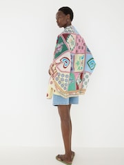 Oliver Bonas Cream Tile Print Lightweight Scarf - Image 5 of 5