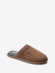 Tan Brown Stag Faux Fur Lined Mule Slippers - Image 2 of 4