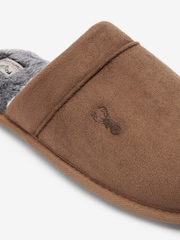 Tan Brown Stag Faux Fur Lined Mule Slippers - Image 4 of 4