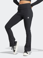 adidas Originals Black Essentials Rib Flared Leggings - Image 1 of 6