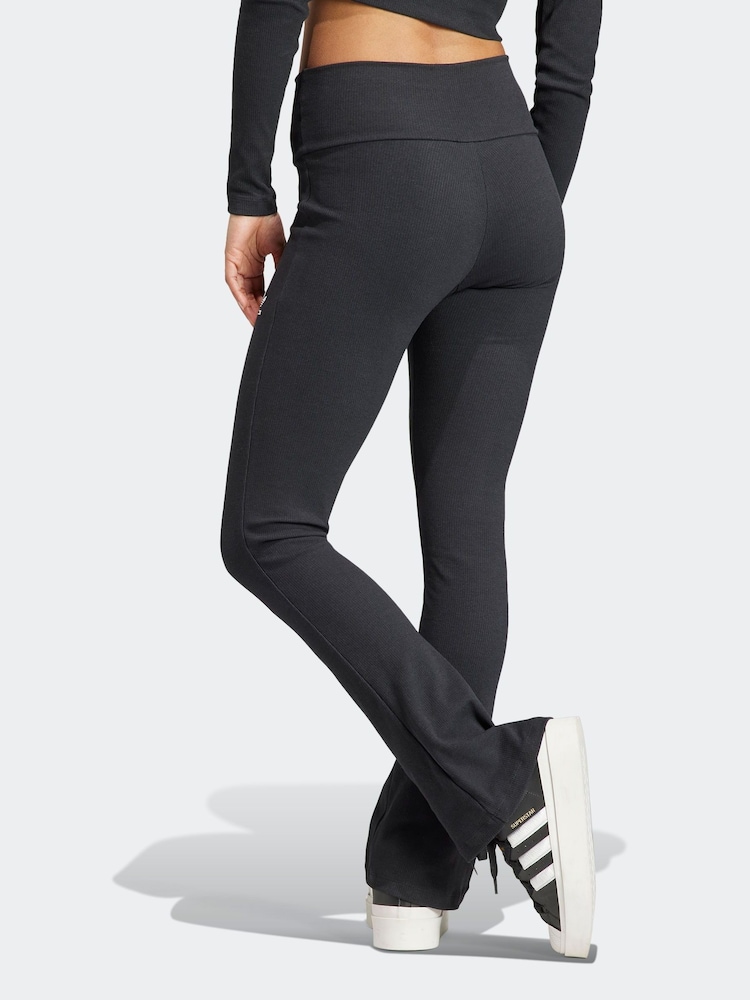 adidas Originals Black Essentials Rib Flared Leggings - Image 2 of 6