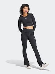 adidas Originals Black Essentials Rib Flared Leggings - Image 3 of 6