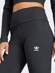 adidas Originals Black Essentials Rib Flared Leggings - Image 4 of 6