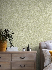 Green Ditsy Leaf 10M Wallpaper - Image 1 of 4