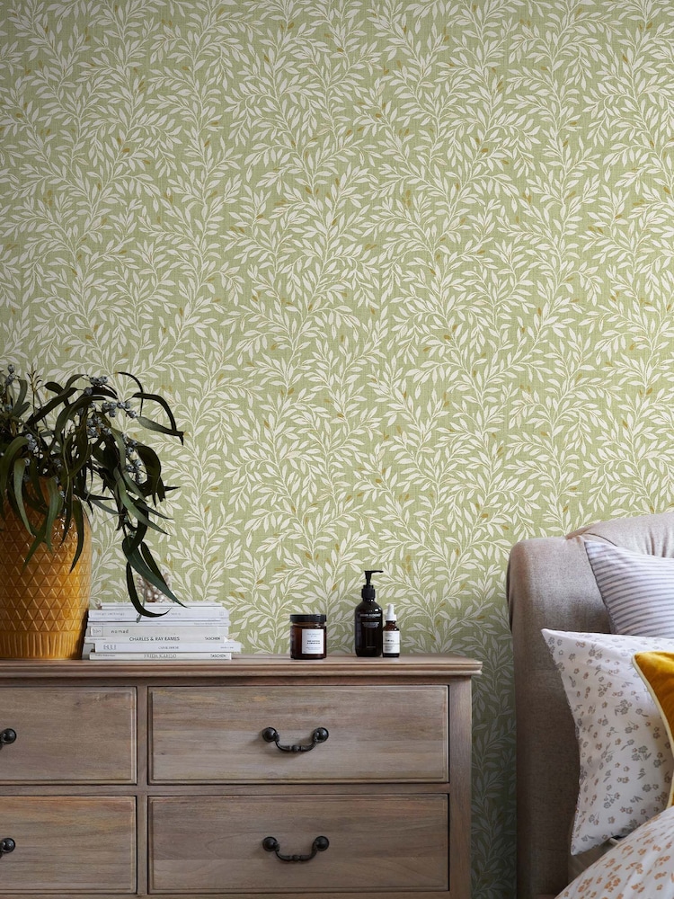 Green Ditsy Leaf 10M Wallpaper - Image 1 of 4
