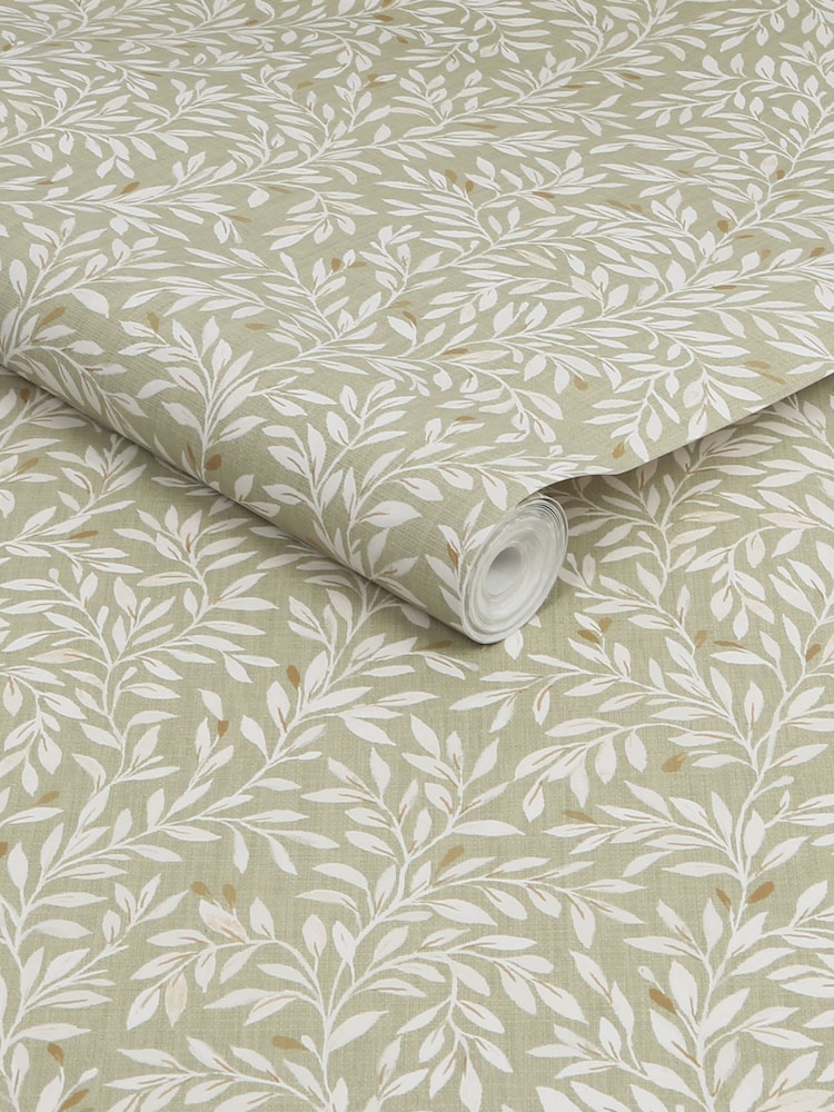 Green Ditsy Leaf 10M Wallpaper - Image 4 of 4