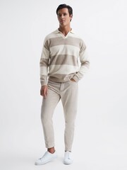 Reiss Heather / Ecru Port Striped Wool Rugby Shirt - Image 3 of 6
