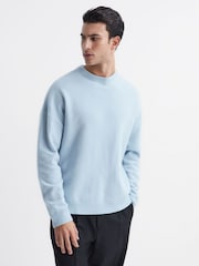 Reiss Aquamarine Prague Merino Blend Crew Neck Jumper - Image 1 of 6