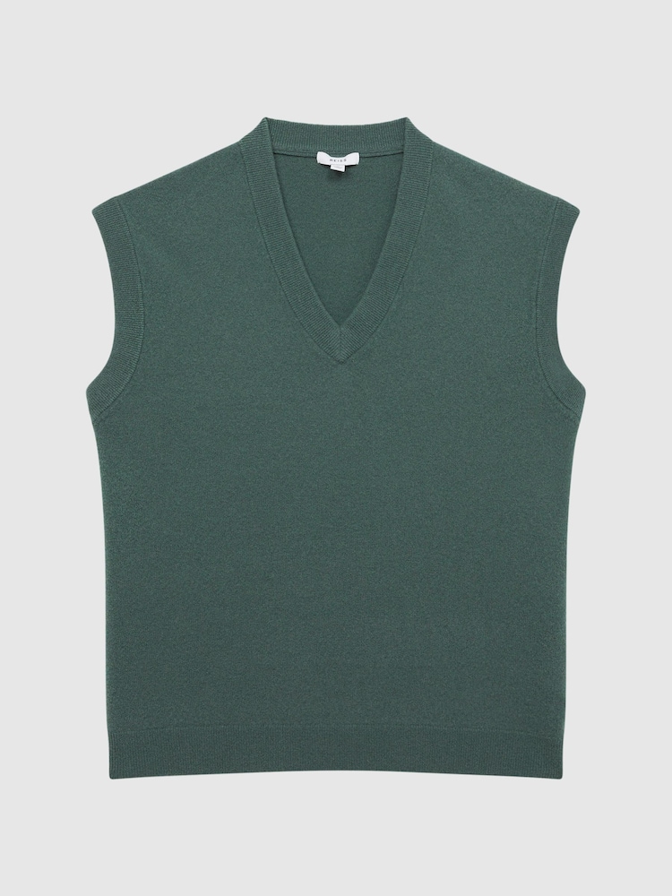 Reiss Pine Green Fiji Wool Blend Sleeveless Knitted Vest - Image 2 of 7