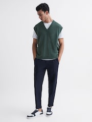 Reiss Pine Green Fiji Wool Blend Sleeveless Knitted Vest - Image 3 of 7