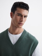 Reiss Pine Green Fiji Wool Blend Sleeveless Knitted Vest - Image 4 of 7