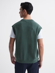 Reiss Pine Green Fiji Wool Blend Sleeveless Knitted Vest - Image 5 of 7