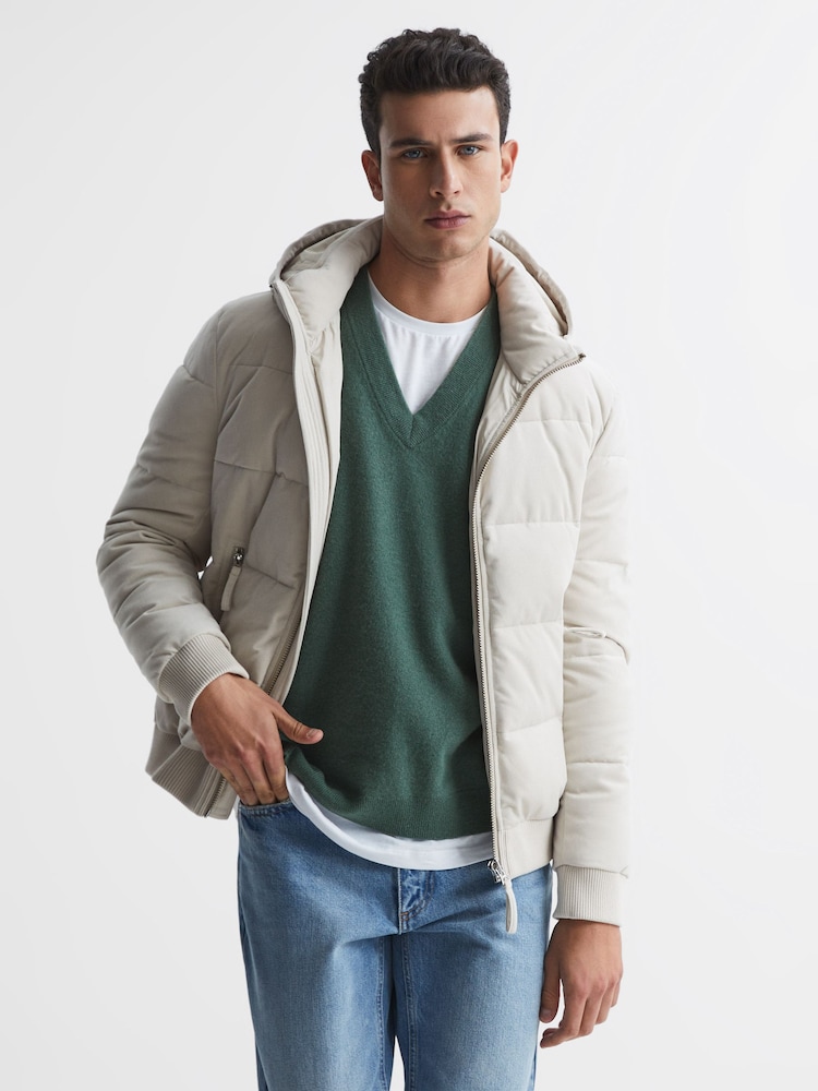 Reiss Pine Green Fiji Wool Blend Sleeveless Knitted Vest - Image 7 of 7