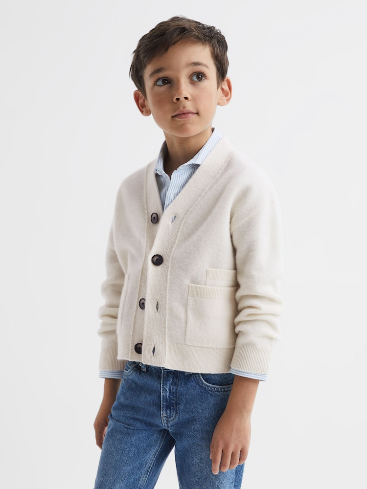 Reiss Ecru Chile Senior Wool Blend Cardigan - Image 3 of 7