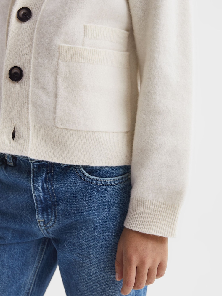 Reiss Ecru Chile Senior Wool Blend Cardigan - Image 4 of 7