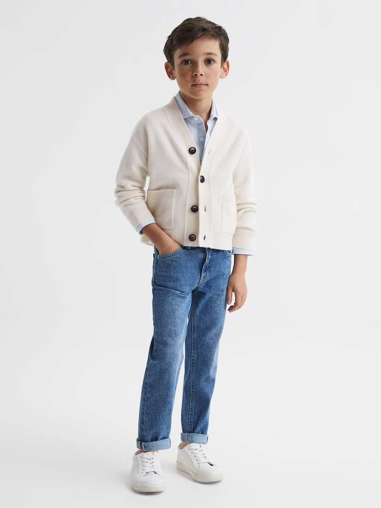 Reiss Ecru Chile Junior Wool Blend Cardigan - Image 3 of 7