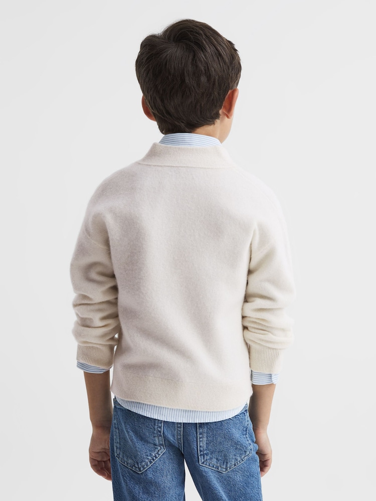 Reiss Ecru Chile Junior Wool Blend Cardigan - Image 5 of 7