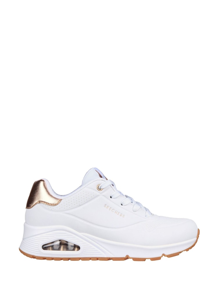 Skechers Cotton White Golden Womens Standard Fit Uno Trainers - Image 4 of 7