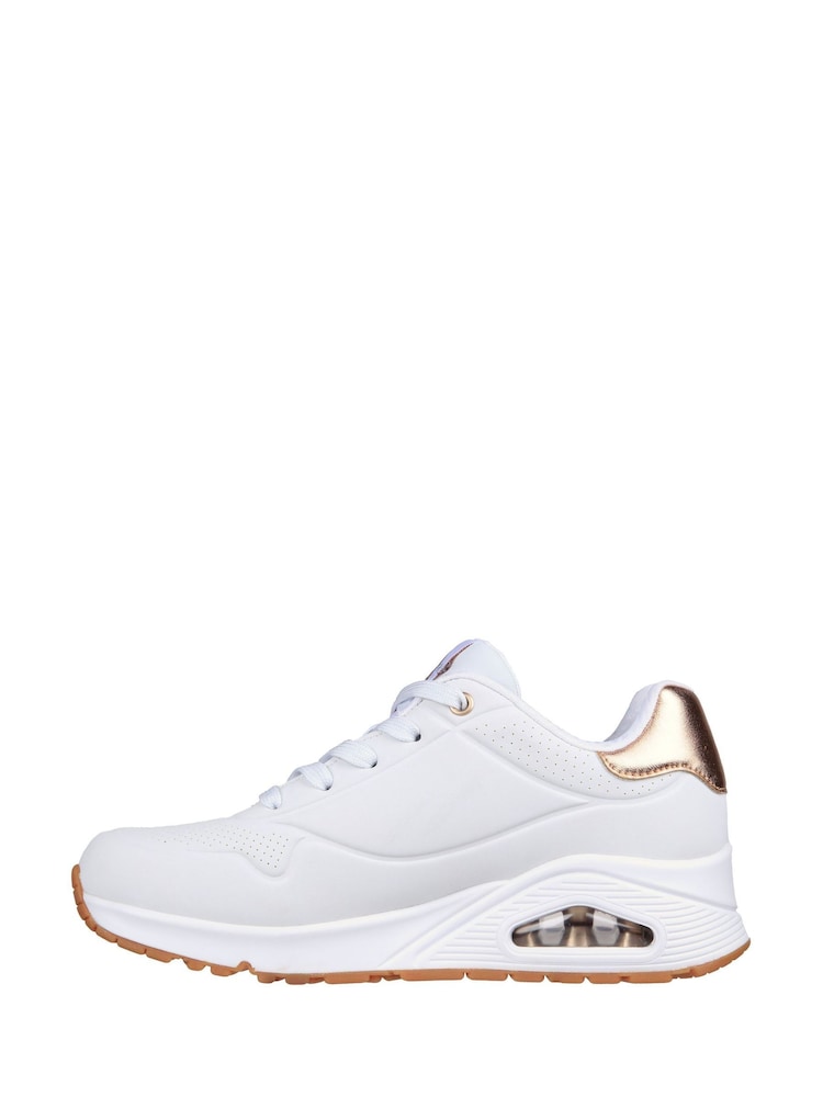 Skechers Cotton White Golden Womens Standard Fit Uno Trainers - Image 5 of 7