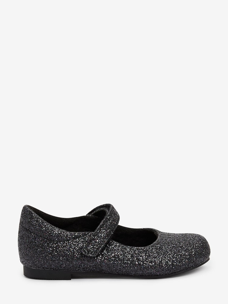 Black Glitter Standard Fit (F) Mary Jane Occasion Shoes - Image 1 of 4