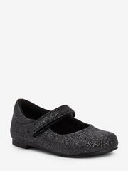 Black Glitter Standard Fit (F) Mary Jane Occasion Shoes - Image 2 of 4