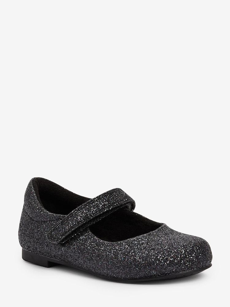 Black Glitter Standard Fit (F) Mary Jane Occasion Shoes - Image 2 of 4