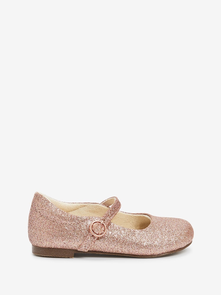 Pale Pink Glitter Standard Fit (F) Mary Jane Occasion Shoes - Image 1 of 4